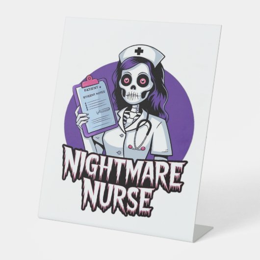 Halloween Nightmare Nurse Classic T-shirt Reclamebord Met Voetstuk (Voorkant)