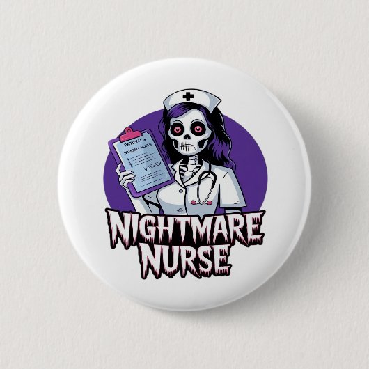 Halloween Nightmare Nurse Classic T-shirt Ronde Button 5,7 Cm (Voorkant)