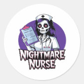 Halloween Nightmare Nurse Classic T-shirt Ronde Sticker (Voorkant)