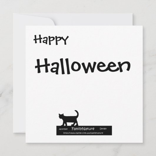 Halloween nodig uil, kat en pompoen kaart (Achterkant)