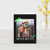 Halloween Nooit Beter Skelet Funny Skull 1 Kaart (Gele Bloem)