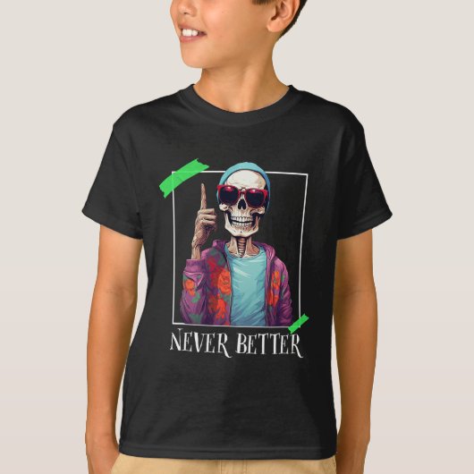 Halloween Nooit Beter Skelet Funny Skull T-shirt (Voorkant)
