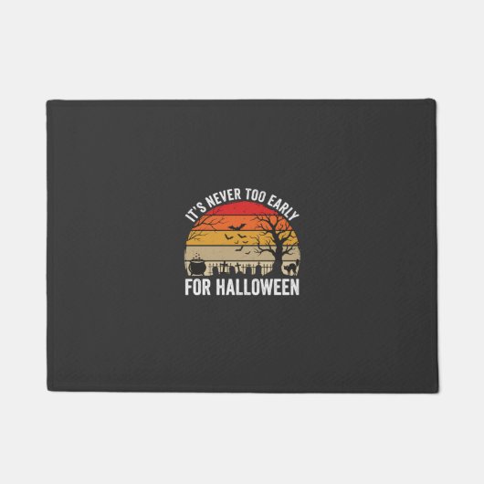 Halloween Nooit Te Vroeg Vintage Zonsondergang Deurmat (Voorkant)