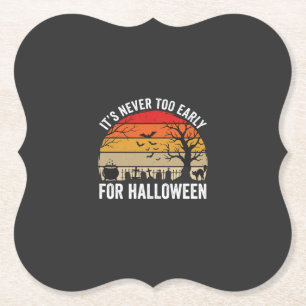 Halloween Nooit Te Vroeg Vintage Zonsondergang Kartonnen Onderzetters