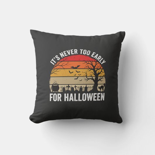 Halloween Nooit Te Vroeg Vintage Zonsondergang Kussen (Voorkant)