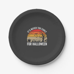 Halloween Nooit Te Vroeg Vintage Zonsondergang Papieren Bordje