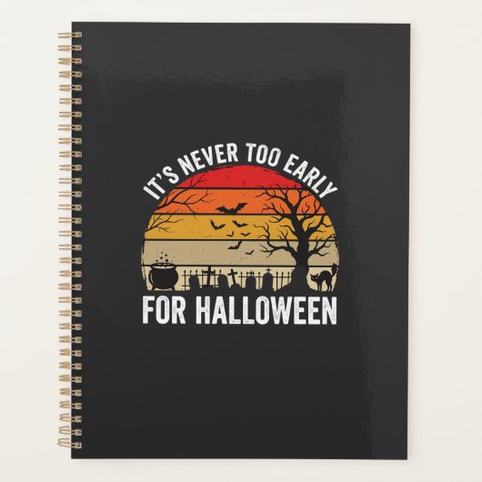 Halloween Nooit Te Vroeg Vintage Zonsondergang Planner (Voorkant)
