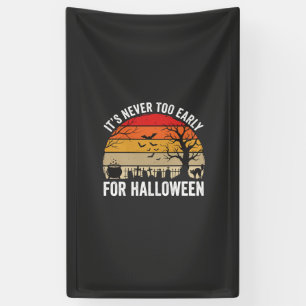 Halloween Nooit Te Vroeg Vintage Zonsondergang Spandoek