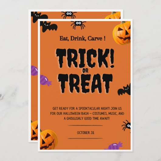 halloween Notes, Trick or Treat Kaart (Voorkant / Achterkant)