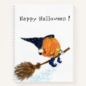 Halloween Notitieboek heks Pumpkin Flying (Voorkant)