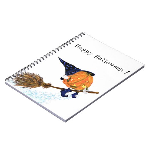 Halloween Notitieboek heks Pumpkin Flying Broom (Linkerzijde)