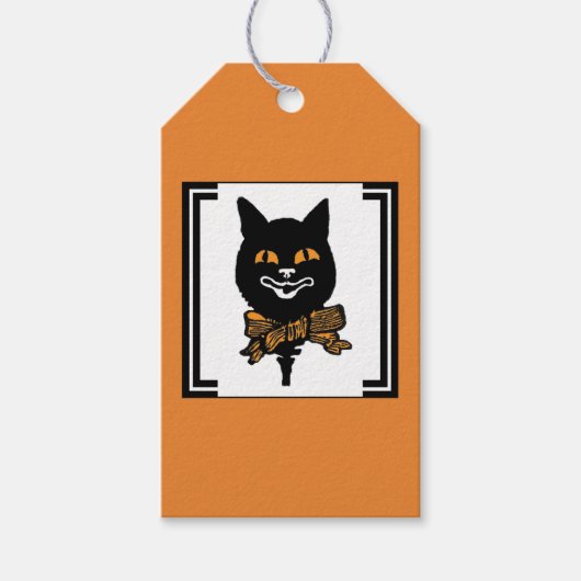 HALLOWEEN NOUVEAU BLACK CAT Gift Label Cadeaulabel (Voorkant)