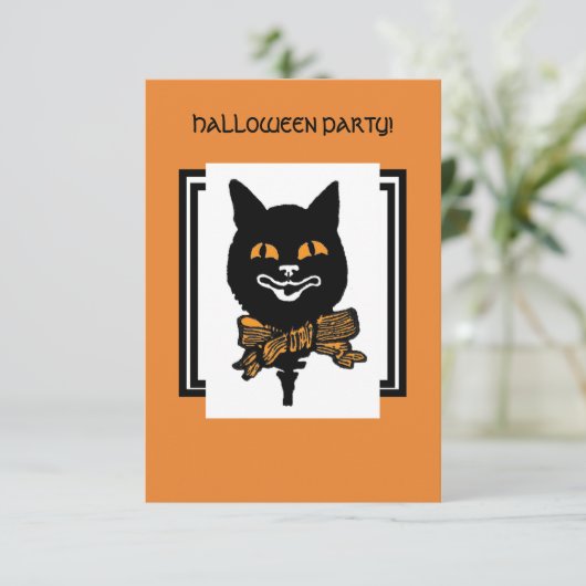 HALLOWEEN NOUVEAU BLACK CAT Gift Label Kaart (Staand voorkant)