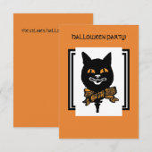 HALLOWEEN NOUVEAU BLACK CAT Gift Label Kaart (Voorkant / Achterkant)