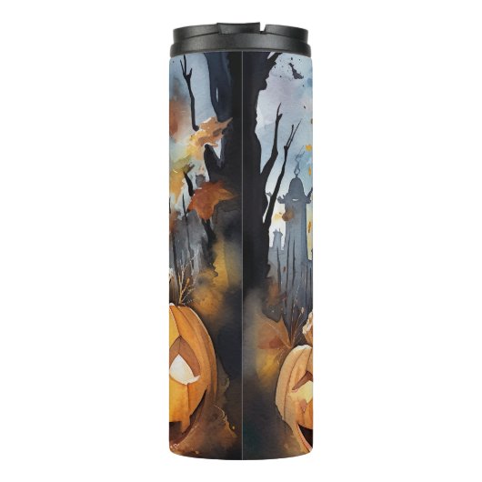 Halloween Nova Scotia met pompoenen eng Thermosbeker (Achterkant)