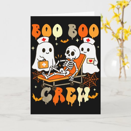 Halloween Nurse Boo Boo Crew Ghost Doctor Paramedi Kaart (Gele Bloem)