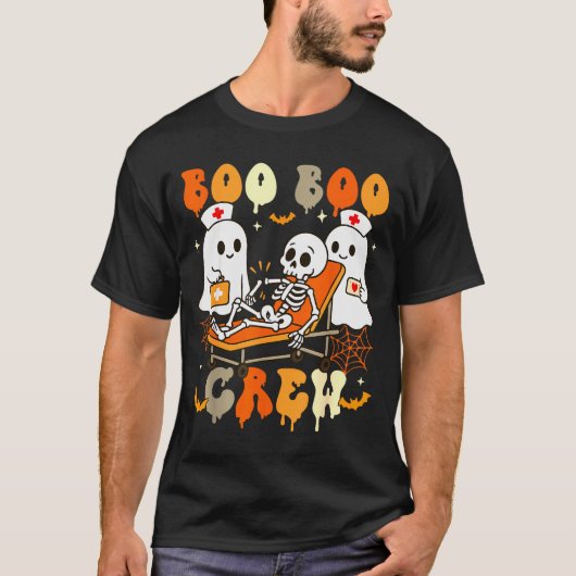 Halloween Nurse Boo Boo Crew Ghost Doctor Paramedi T-shirt (Voorkant)