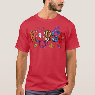 Halloween Nurse Boo Stethoscope Pumpkin Witch Herf T-shirt