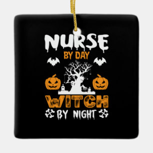 Halloween Nurse By Day Witch Night Birthday Keramisch Ornament