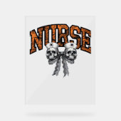 Halloween Nurse Coquette Bow Classic T-shirt Acryl Bord (Voorkant)