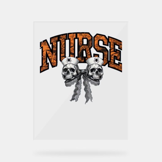Halloween Nurse Coquette Bow Classic T-shirt Acryl Bord (Voorkant)