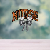 Halloween Nurse Coquette Bow Classic T-shirt Acryl Bord (Neutraal)