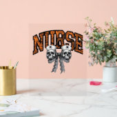 Halloween Nurse Coquette Bow Classic T-shirt Acryl Bord (Huwelijk)