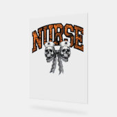 Halloween Nurse Coquette Bow Classic T-shirt Acryl Bord (Hoek)