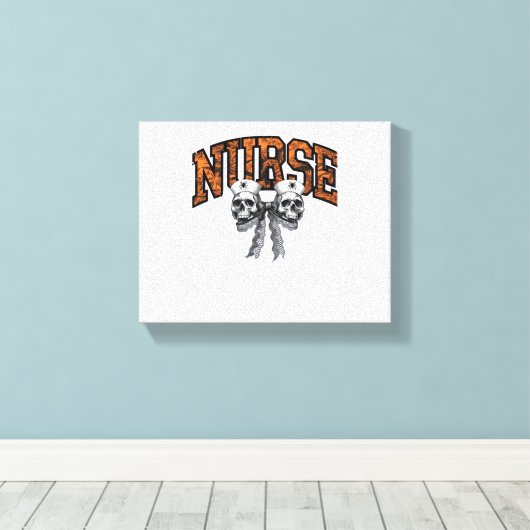 Halloween Nurse Coquette Bow Classic T-shirt Canvas Afdruk (Insitu (Houten vloer))