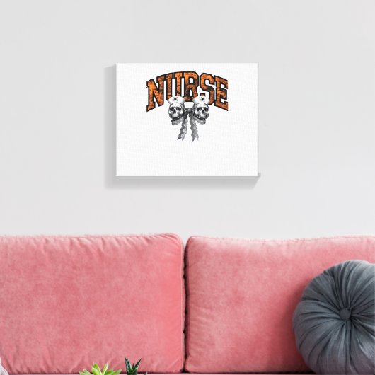 Halloween Nurse Coquette Bow Classic T-shirt Canvas Afdruk (Insitu (Woonkamer))