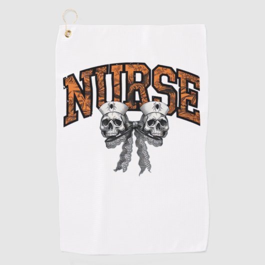 Halloween Nurse Coquette Bow Classic T-shirt Golfhanddoek (Voorkant)