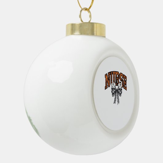 Halloween Nurse Coquette Bow Classic T-shirt Keramische Bal Ornament (Links)