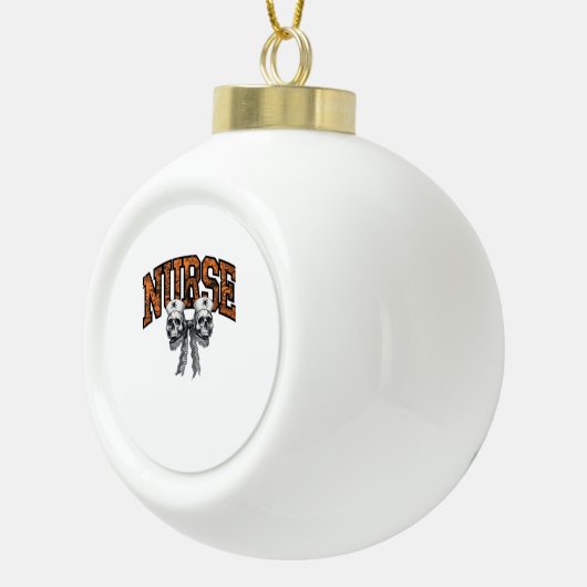 Halloween Nurse Coquette Bow Classic T-shirt Keramische Bal Ornament (Rechts)