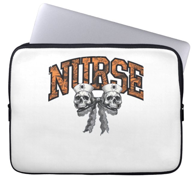 Halloween Nurse Coquette Bow Classic T-shirt Laptop Sleeve (Voorkant)