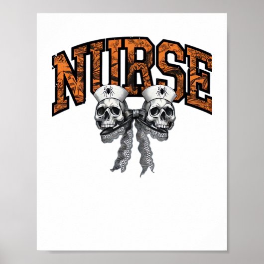 Halloween Nurse Coquette Bow Classic T-shirt Poster (Voorkant)