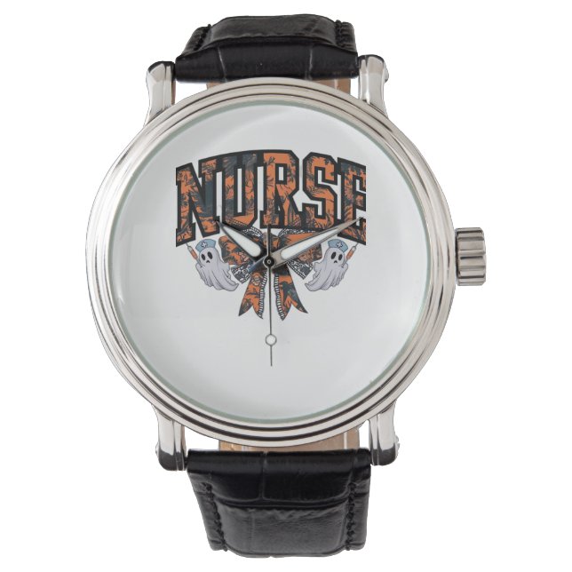 Halloween Nurse Coquette Bow Herfst Classic T-shir Horloge (Voorkant)