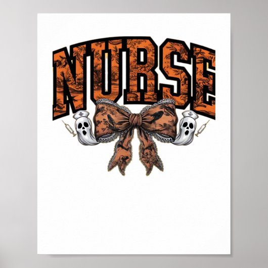 Halloween Nurse Coquette Bow Spooky Classic T-Shir Poster (Voorkant)