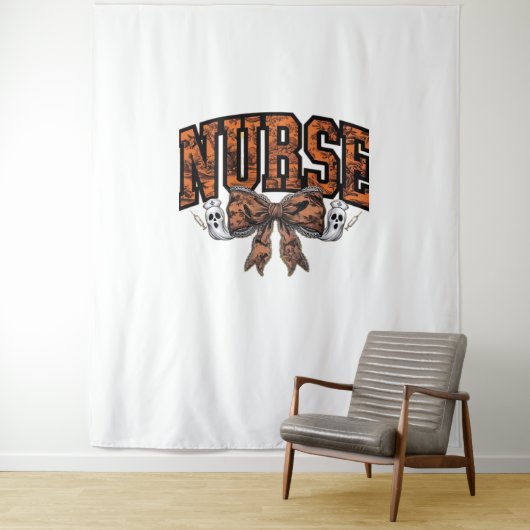 Halloween Nurse Coquette Bow Spooky Classic T-Shir Wandkleed (In situ)