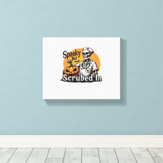 Halloween Nurse Design Oversized T-shirt Canvas Afdruk (Insitu (Houten vloer))