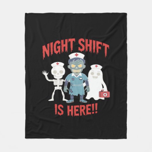 Halloween Nurse Funny Ghost Skeleton Zombie Essent Fleece Deken (Voorkant)