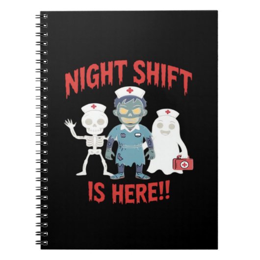 Halloween Nurse Funny Ghost Skeleton Zombie Essent Notitieboek (Voorkant)