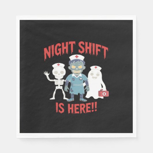 Halloween Nurse Funny Ghost Skeleton Zombie Essent Servet (Voorkant)