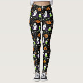 Halloween Nurse Ghost Pumpkin Skull Black Cat Leggings (Voorkant)
