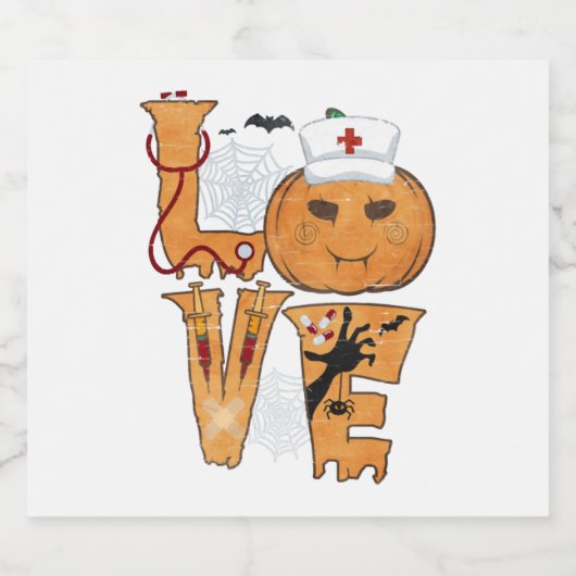 Halloween Nurse Gift Sparkling Wijnetiket (Enkel label)