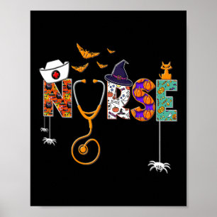 Halloween Nurse Nursing Cute Health Worker Patroon Poster