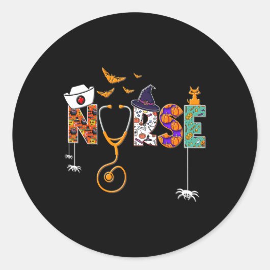 Halloween Nurse Nursing Cute Health Worker Patroon Ronde Sticker (Voorkant)