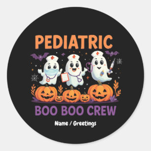Halloween Nurse Pediatric Boo Boo Crew Funny Spook Ronde Sticker
