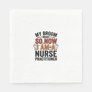 Halloween Nurse Practitioner Bezem Gebroken Vintag Servet