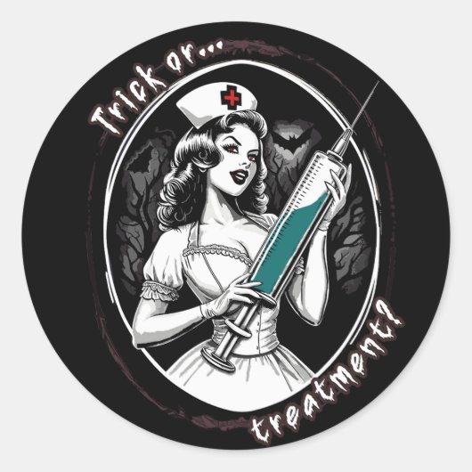Halloween Nurse Ronde Sticker (Voorkant)
