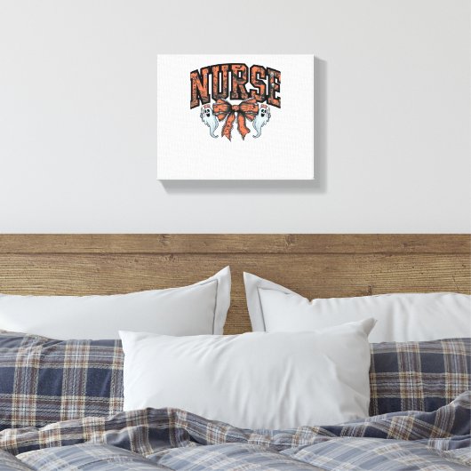 Halloween Nurse Scary Coquette Bow Classic T-shirt Canvas Afdruk (Insitu (Slaapkamer))